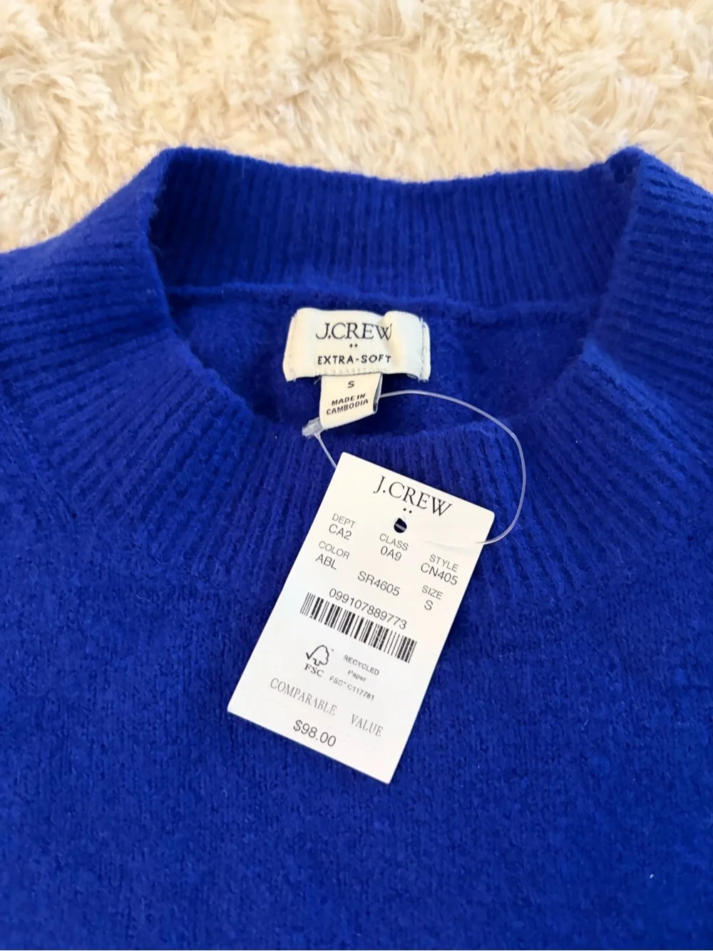 J. Crew women’s Cobalt Blue Crewneck Sweater